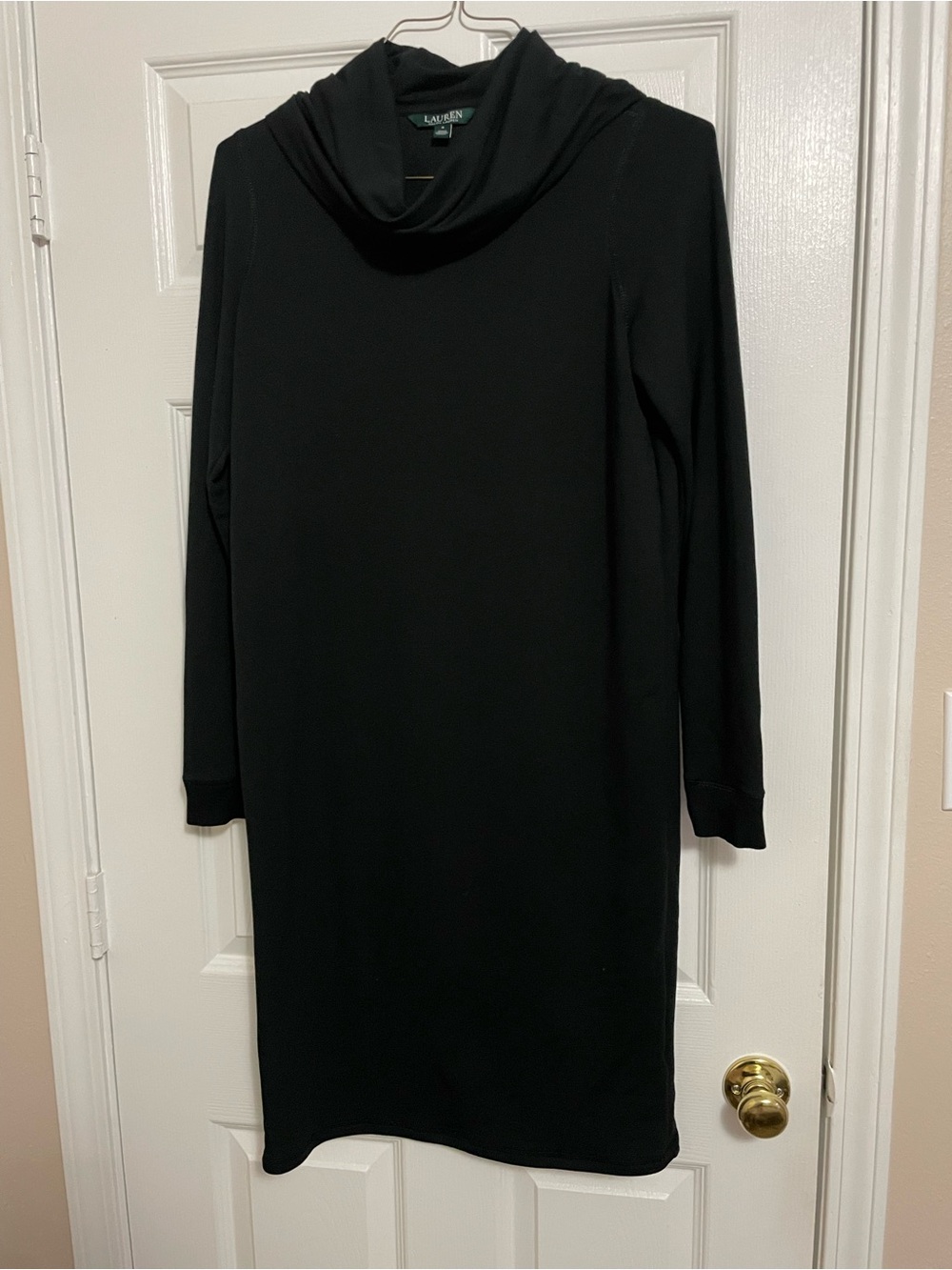 Lauren Ralph Lauren Black Cowl Neck Sweatshirt Dress Size S